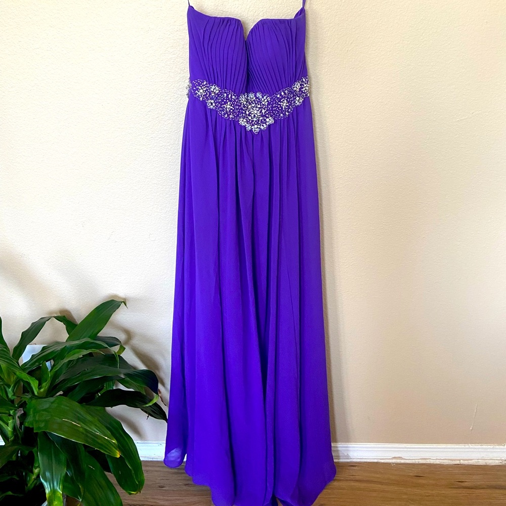 Fiesta Purple Strapless Prom Dress